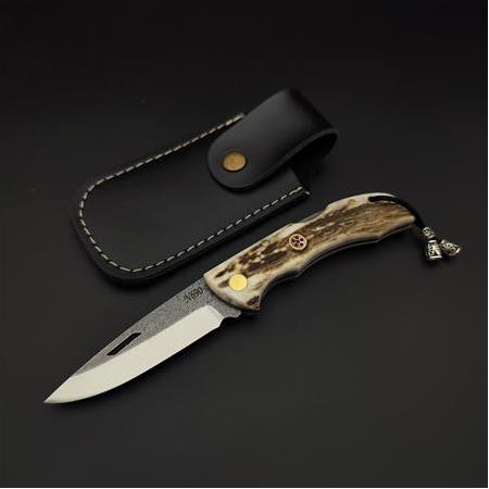 Orijinal geyik boynuzu N690 çelik kamp çakısı