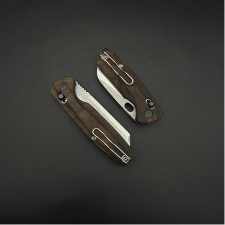 yandan çekme kilit mekanizmalı Kemer klipsli ceviz ağacı kabze 41 16 Çelik tanto model çakı 3