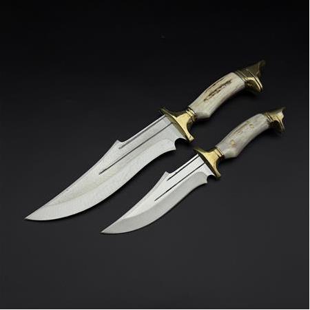 pirinç balçak kurt başlı orijinal geyik boynuzu kabze 41 16 Çelik komando bıçağı