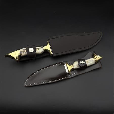 pirinç balçak kurt başlı orijinal geyik boynuzu kabze 41 16 Çelik komando bıçağı