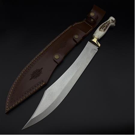 41 16 Çelik orijinal geyik boynuzu kabze pirinç balçak orman palası