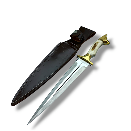 El Yapımı Kurt Geyik Boynuzu Kurt Başlı Çerkez Kaması 4116 Steel A.K
