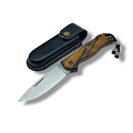 El Yapımı Sırttan Kilitli Kök Ceviz Kabze Kamp Çakısı BUSHCRAFT