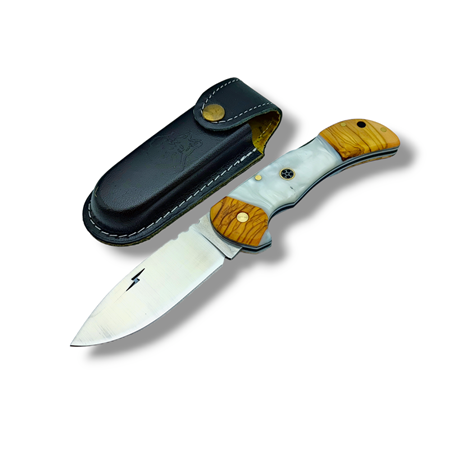 El Yapımı Epoksi Kabze Sırttan Kilitli Bushcraft Kamp Çakısı Stabsman ( Beyaz )