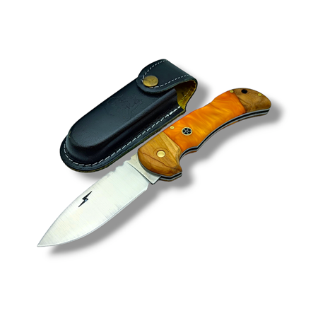 El Yapımı Epoksi Kabze Sırttan Kilitli Bushcraft Kamp Çakısı Stabsman ( Turuncu )