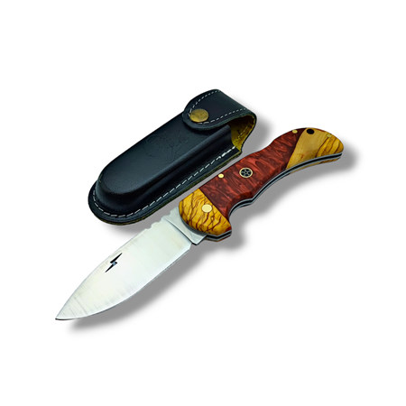 El Yapımı Epoksi Kabze Sırttan Kilitli Bushcraft Kamp Çakısı Stabsman ( Kırmızı )