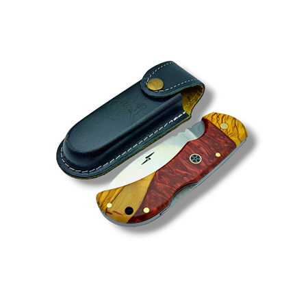El Yapımı Epoksi Kabze Sırttan Kilitli Bushcraft Kamp Çakısı Stabsman ( Kırmızı )