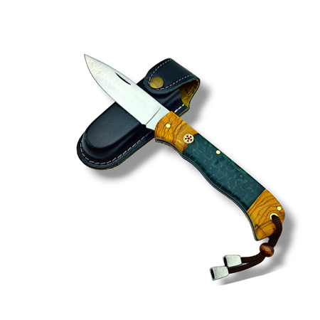 El Yapımı Epoksi Kabze Yaylı Çakı ( Yeşil )