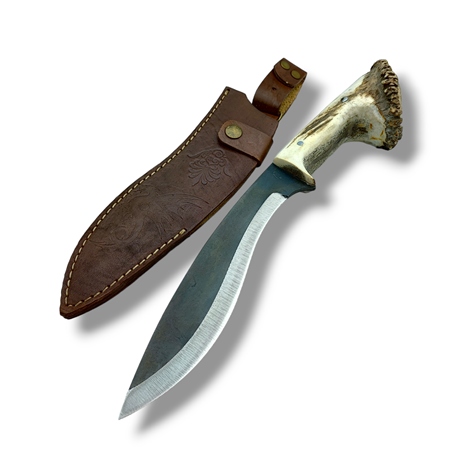 El Yapımı Orijinal Geyik Boynuzu Kukri B.C Asit Karartma Steel