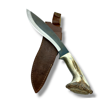 El Yapımı Orijinal Geyik Boynuzu Kukri B.C Asit Karartma Steel