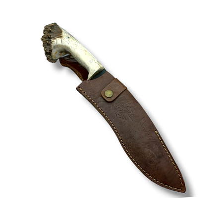 El Yapımı Orijinal Geyik Boynuzu Kukri B.C Asit Karartma Steel