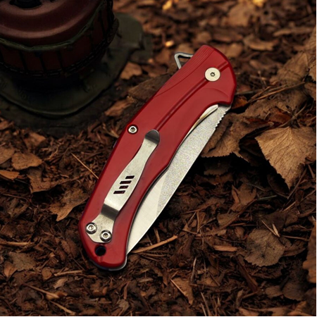 El yapımı Abs kırılmaz kabze kemer klipsli kırmızı çakı