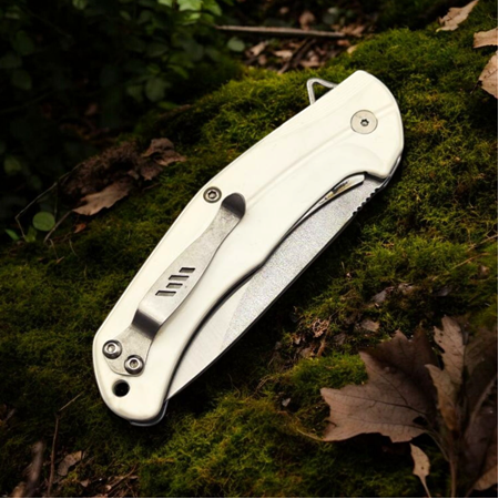 El yapımı Abs kırılmaz kabze kemer klipsli beyaz çakı