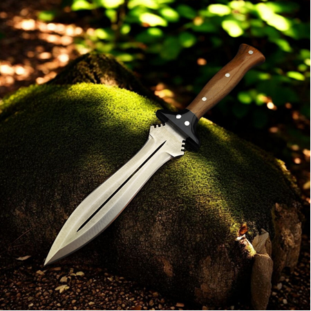 El yapımı ceviz ağacı çift taraflı kamp bıçağı