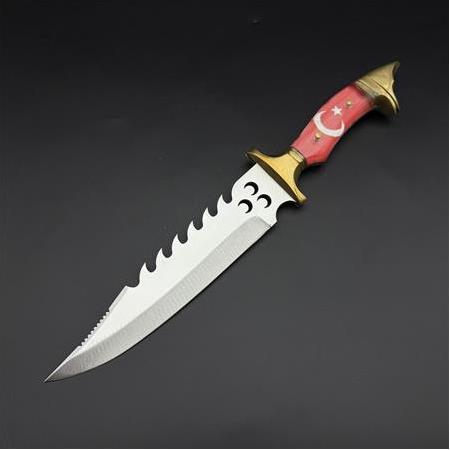 Kurt başlı 4116 Çelik m-ca kabze ayyıldız işlemeli , 3 hilal motifli bıçak